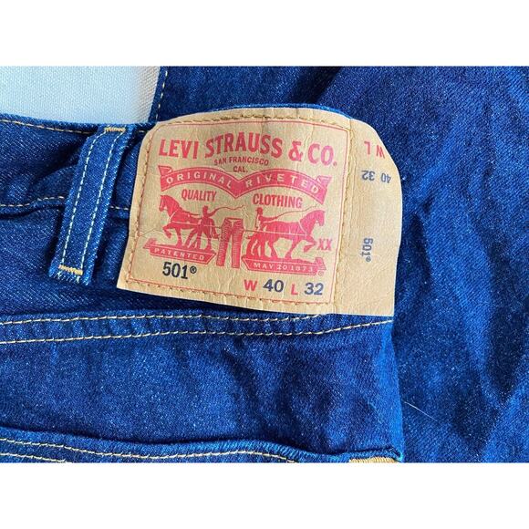 Men’s Levi's 501 Button Fly Dark Blue Jeans Tag 40 X 32 NEW - Picture 5 of 7
